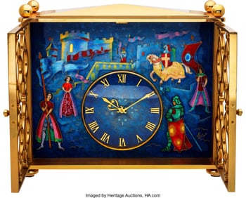 54221: IMHOF, Fine Eight Day Gilt & Enamel Clock, Time