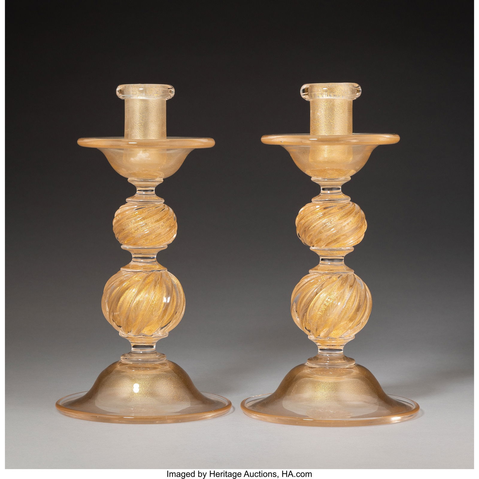 Archimede Seguso A Pair of Candlesticks Murano g: Archimede Seguso A Pair of Candlesticks Murano glass 10-3/4 inches (27.3 cm) (each) Marks: Archimede Seguso, Murano HID03101062020 © 2025 Heritage Aucti