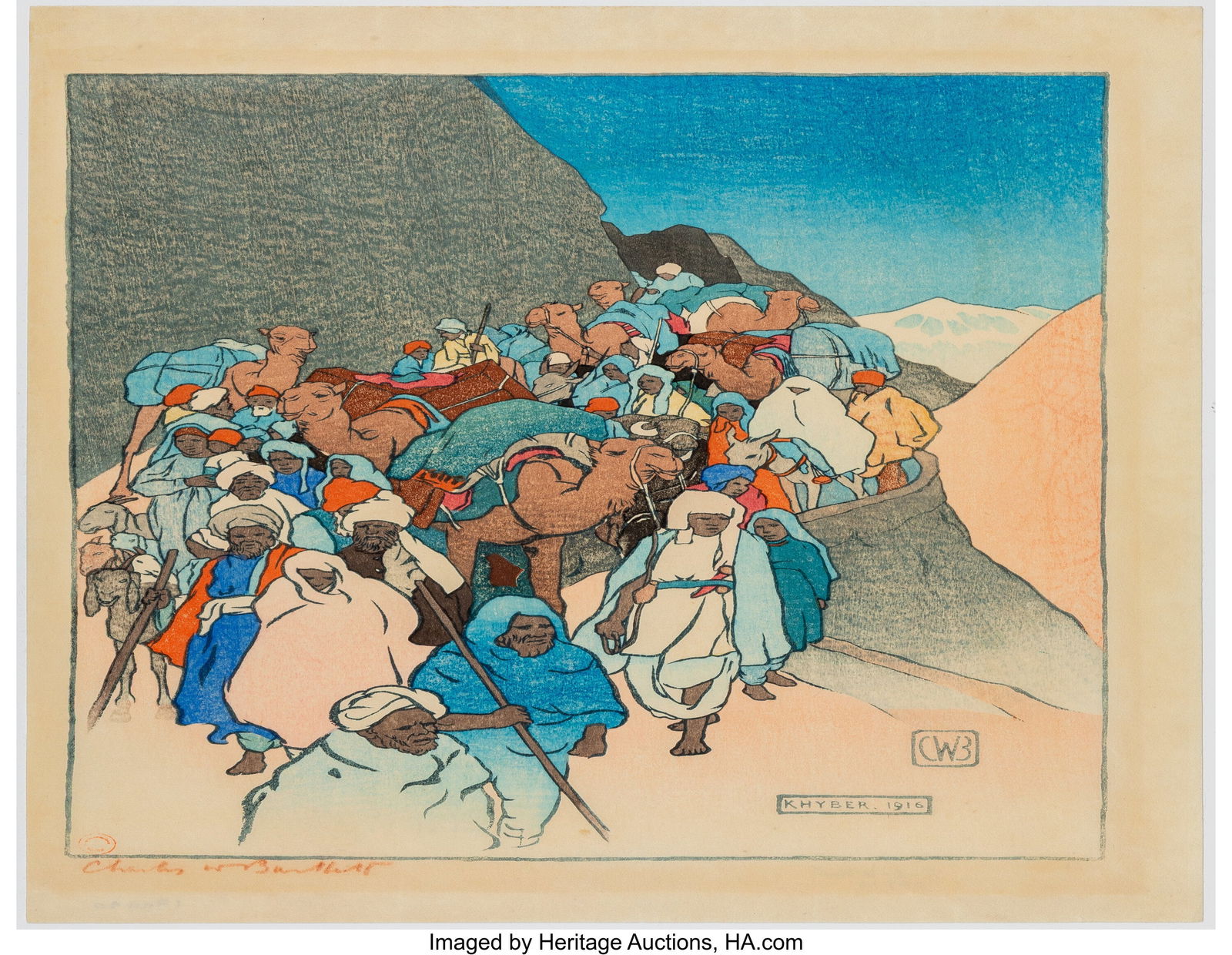 Charles William Bartlett (British, 1860-1960) Kh: Charles William Bartlett (British, 1860-1960) Khyber Pass, 1916 Woodblock print 14-7/8 x 10 inches (37.8 x 25.4 cm) (sheet, oban) Sign