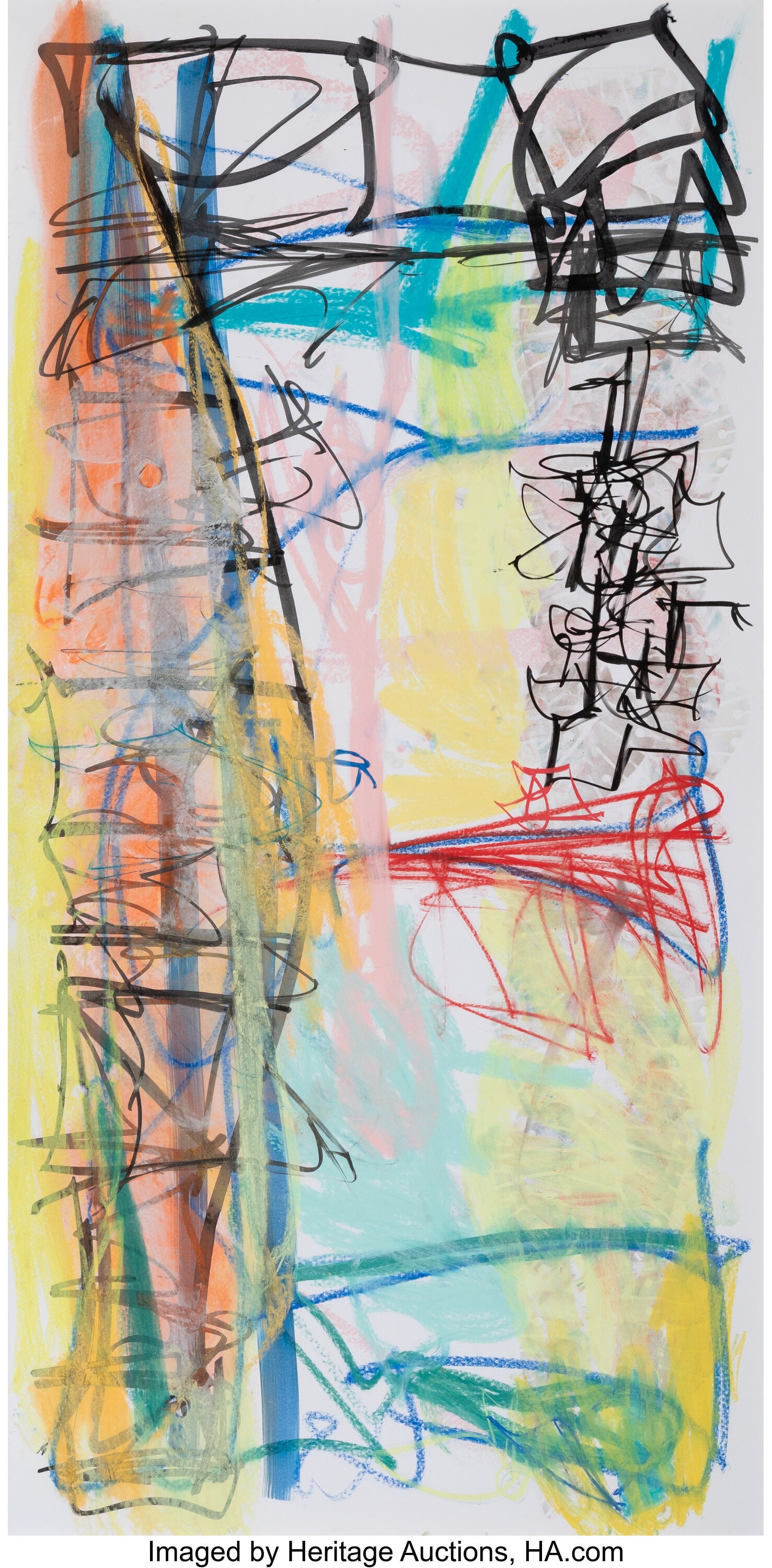 Aaron Garber-Maikovska (b. 1978) Untitled, 2016: Aaron Garber-Maikovska (b. 1978) Untitled, 2016 Ink and pastel on archival Gator board with artist's frame 95 x 47 inches (241.3 x 119.4 cm) PROVENANCE: The artist;Greene Exhibitions, Los Angeles, Cal
