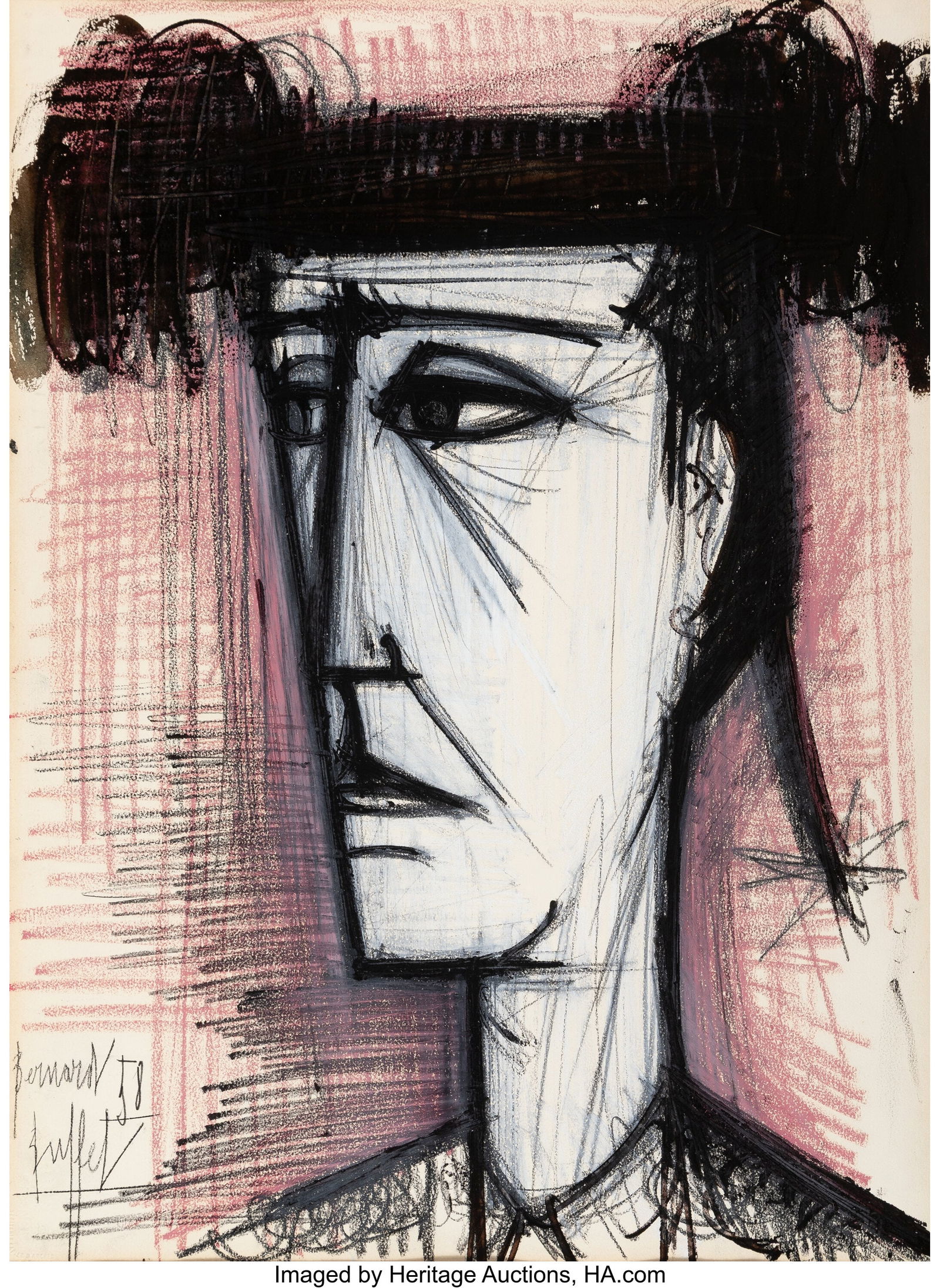 Bernard Buffet (1928-1999) Toreador, 1958 Gouach: Bernard Buffet (1928-1999) Toreador, 1958 Gouache and crayon on Arches paper 29-3/4 x 22 inches (75.6 x 55.9 cm) (sheet) Signed and dated lower le