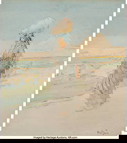 Henry Bacon (American, 1839-1912) The Egyptian w: Henry Bacon (American, 1839-1912) The Egyptian water carrier Watercolor on paper 14-1/4 x 12-3/4 inches (36.2 x 32.4 cm) (sight) Signed lower