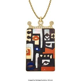 55001: Bvlgari Multi-Stone, Diamond, Gold Necklace, ci