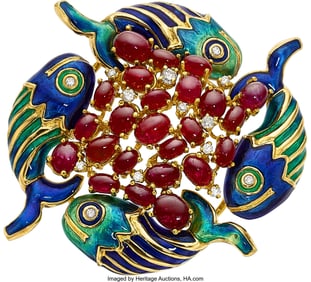 55006: Aldo Cipullo for Cartier Ruby, Diamond, Enamel,