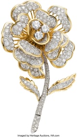 55012: Diamond, Platinum, Gold Brooch Stones: Full and