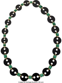 55014: Malachite, Black Onyx, Gold Necklace Stones: Ca