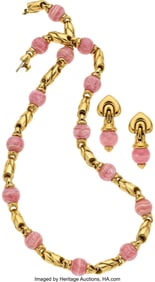 55015: Bvlgari Rhodochrosite Gold Jewelry Suite Stones