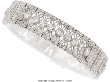 55019: Diamond, White Gold Bracelet Stones: Square and