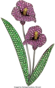 55024: Pink Sapphire, Colored Diamond, Tsavorite Garnet