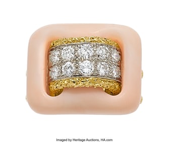 55026: Van Cleef & Arpels Diamond, Coral, Gold Ring, Fr