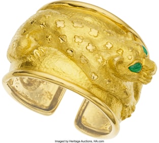 55028: David Webb Emerald, Gold Bracelet, circa 1968 S