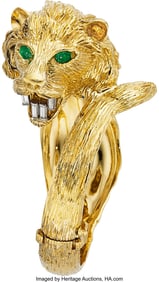 55037: Emerald, Diamond, Gold Bracelet Stones: Baguett