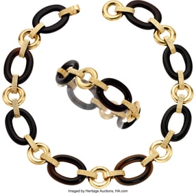 55038: Black Onyx, Gold Convertible Necklace Stones: C