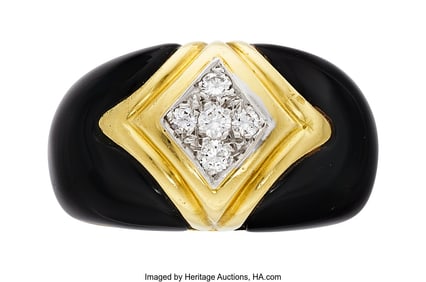 55041: Van Cleef & Arpels Diamond, Black Onyx, Gold Ri