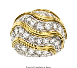 55042: Van Cleef & Arpels Diamond, Platinum, Gold Ring