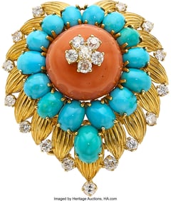 55052: Van Cleef & Arpels Coral, Turquoise, Diamond, G