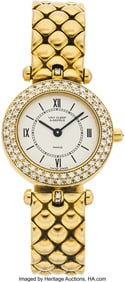 55055: Van Cleef & Arpels Diamond, Gold Classique Watch