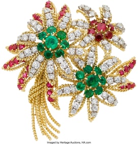 55057: Van Cleef & Arpels Diamond, Ruby, Emerald, Gold