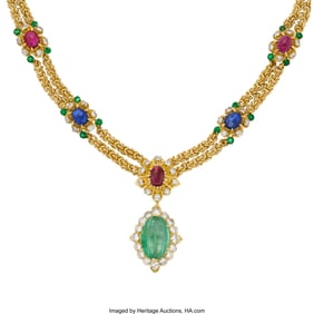55065: Van Cleef & Arpels Emerald, Ruby, Sapphire, Dia