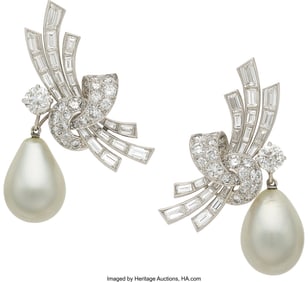 55072: Van Cleef & Arpels Natural Pearl, Diamond, Plat