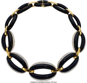 55077: David Webb Diamond, Enamel, Platinum, Gold Neck