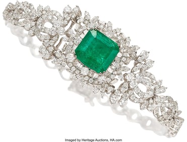 55079: Orianne Emerald, Diamond, White Gold Bracelet S