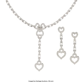 55084: Diamond, White Gold Jewelry Suite Stones: Full-