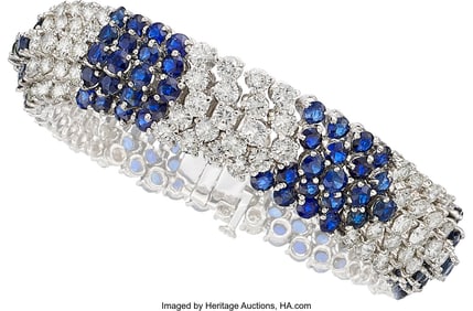 55101: Sapphire, Diamond, Platinum, White Gold Bracelet