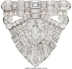 55106: Diamond, Platinum Brooch Stones: Marquise-shape