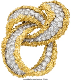 55112: Diamond, Platinum, Gold Brooch Stones: Full-cut