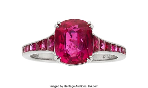 55130: Sabrina Burma Ruby, Ruby, Platinum Ring Stones: