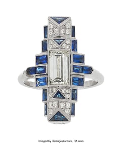 55133: Sabrina Diamond, Sapphire, Platinum Ring Stones