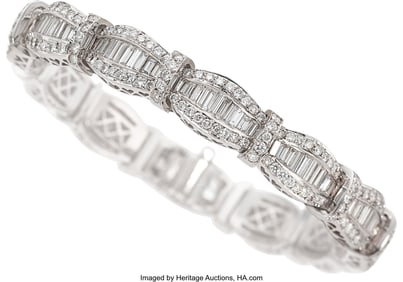 55134: Diamond, White Gold Bracelet Stones: Baguette-s