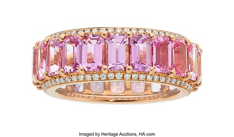 55139: Pink Sapphire, Diamond, Rose Gold Eternity Band