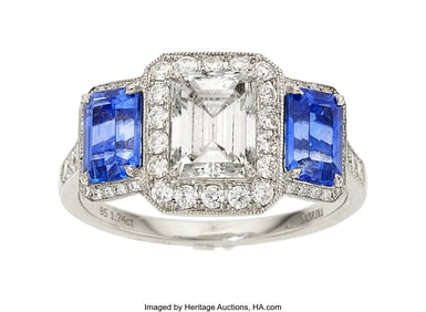 55143: Sabrina Diamond, Sapphire, Platinum Ring Stones