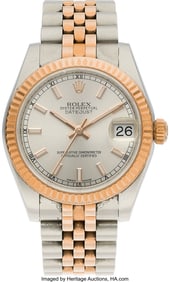 55144: Rolex Rose Gold, Stainless Steel Datejust Watch