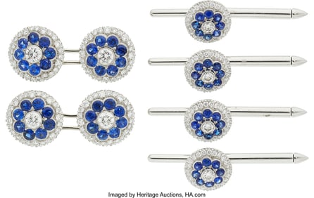 55148: Sapphire, Diamond, Platinum, White Gold Dress S