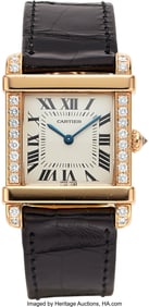 55149: Cartier Diamond, Rose Gold Tank Chinoise Watch