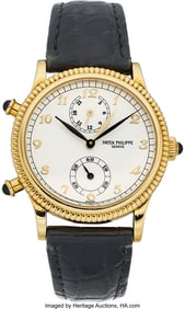 55158: Patek Philippe Sapphire, Gold Calatrava Travel