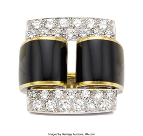 55170: David Webb Diamond, Enamel, Platinum, Gold Ring