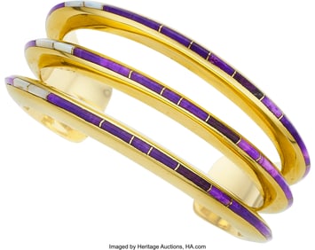 55172: Ben Nighthorse Sugilite, Opal, Gold Bracelet S