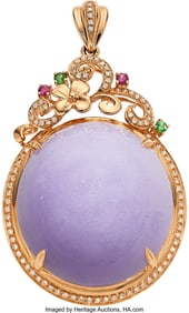 55173: Lavender Jadeite Jade, Diamond, Tsavorite Garne