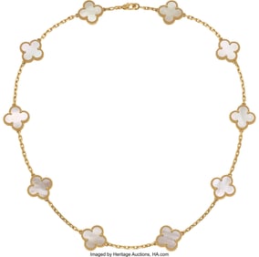 55177: Van Cleef & Arpels Mother-of-Pearl, Gold Neckla