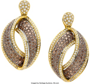 55187: Colored Diamond, Diamond, Gold Earrings Stones: