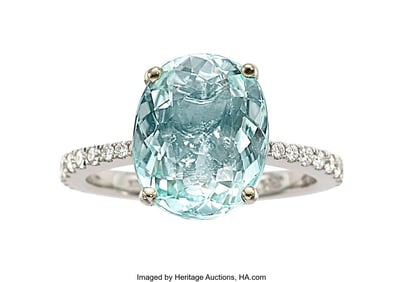 55193: Paraiba-Type Tourmaline, Diamond, White Gold Ri