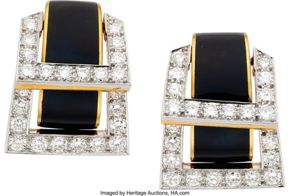 55195: David Webb Diamond, Enamel, Gold, Gold Earrings
