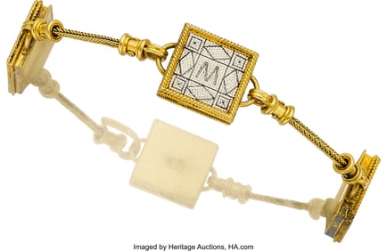 55199: Castellani Victorian Micromosaic, Gold Bracelet