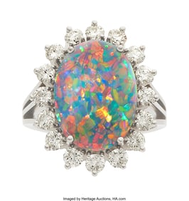 55205: Gübelin Black Opal, Diamond, Platinum, White G