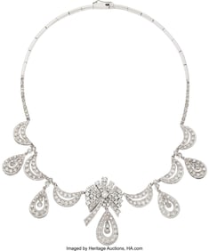 55206: Diamond, Palladium Necklace Stones: Full and si