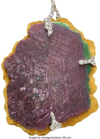 55208: Andrew Grima Ruby-in-Zoisite, Diamond, Platinum